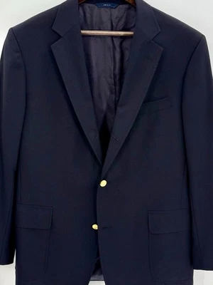 Brooks Brothers Navy Blazer 44L Loro Piana Super 110s 3/2 Roll Button Vintage - Image 1 of 4