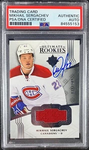 Mikhail Sergachev auto RC Upper Deck Ultimate Canadians PSA Encap Player Worn - Picture 1 of 3