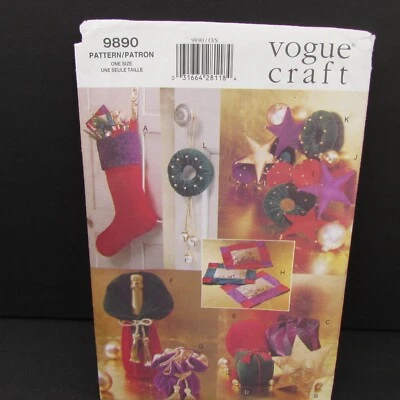 Vogue Craft 9890 Christmas Holiday Decor Stocking Pillow Gift Bag Ornament Uncut - Image 1 of 4