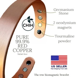 Wide Magnetic Therapy Bracelet Arthritis Pain Relief With Germanium Pure Copper - Picture 1 of 11
