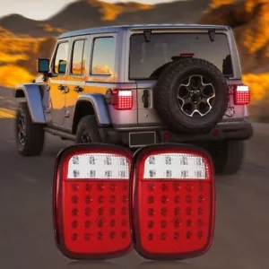 Red 33 LED Tail Lights Rear Brake Backup Stop Reverse for Jeep Wrangler YJ TJ CJ - Picture 1 of 12