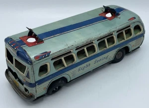 Vintage 1950's Yonezawa Express Sightseeing Bus Tin Litho Friction Toy Car 9" - Picture 1 of 15