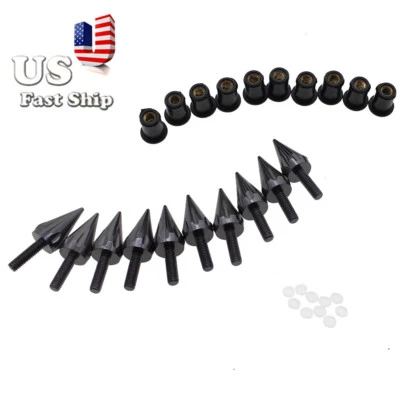 FXCNC Universal Windscreen Spike Bolts M5 Screw Well Nuts Windshield 10xPcs - Image 1 of 4