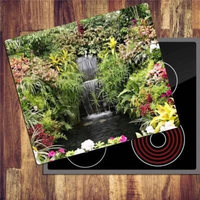 DECORWELT Herdabdeckplatten Ceranfeld 60x52 cm Spritzschutz Glas Deko Wasserfall Universal