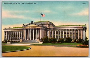 Postal Oklahoma City State Capitol - Bandera - Lino vintage - Imagen 1 de 2
