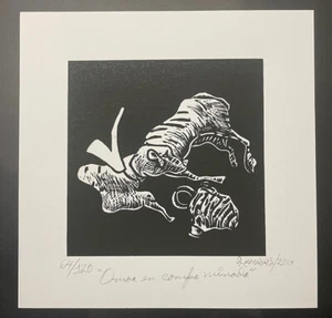 Grabado de Ulises M. Lamadrid ̈Omar en campo minado ̈ 2013. Original firmado - Imagen 1 de 12