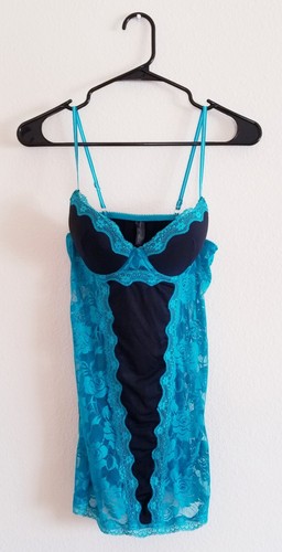 VALENTINO Popsi camicia da notte media rosa pizzo orlo pinup nero verde acqua lingerie abito slip sexy