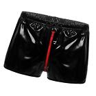 Patent Leather Panties Lingerie Mens Zipper Crotch Latex Trunks Pants 3Xl