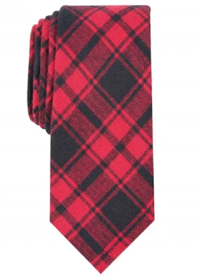 Corbata ajustada a cuadros Bar III Seabury para hombre franela rock-n-roll roja y negra Foto 1 de 2