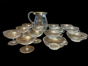Set di cristalleria vintage in vetro inciso con bordo dorato – Eleganza intramon - Picture 1 of 10