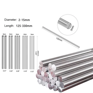 2mm-15mm Silver Steel Bar Linear Rail Ground Shaft Rod Rounds 125-330mm Length - Picture 1 of 12