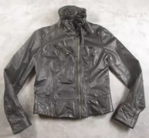 All Saints Belvedere Lederjacke Damen schwarz US 6 tailliert hochgeschlossen Motorrad Biker - Bild 1 von 18