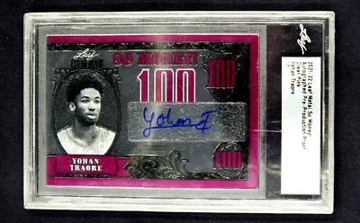 2021 Leaf Metal Basketball So Money! Clear Pink Yohan Traore 1/1 Autograph Auto - Image 1 of 4