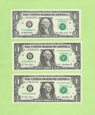 '7239 9327 & 7239 7239' .. MATCHING (3) .... UNCIRC $1  2-RADARS & REPEATER - Image 1 of 2