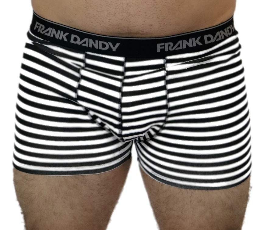 New Mens Frank Dandy SuperWear Boxer Brief Black White Strip XL XXL L  - Image 1 of 4