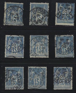 LOT-01-5  Neuf cachets horaires de Paris - Imagen 1 de 1
