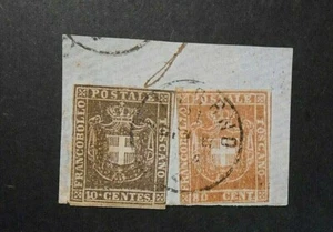 ITALIA ,ITALY 1860 Toscana Tuscany " Stemma di Savoia" 80c +10c su lettera Diena - Picture 1 of 3