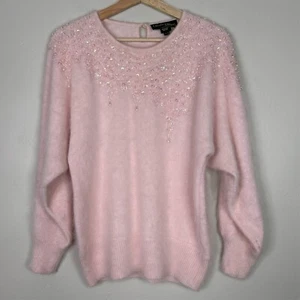 Christine Phillipe Damen S/M Rosa Vintage Verziert Angora Strickjacke Pullover - Bild 1 von 14