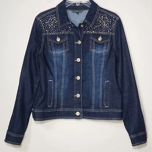 Baccini Damen Denim Jeansjacke Gr. M blau Taschen Strass Passe Knöpfe - Bild 1 von 12