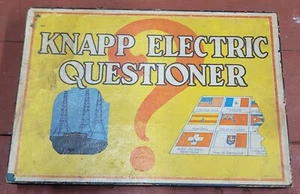 Vintage 1930's Knapp Electric Questioner Game #329 Litho Cards In Wood Box -Rare - Picture 1 of 12