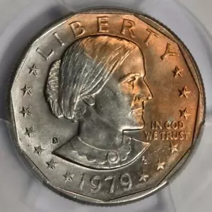 1979 S PCGS MS65 Improperly Annealed Planchet SBA Dollar Mint Error Red Face - Picture 1 of 4