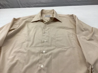 Camisa Sears Perma Prest Para Hombre 17 34 35 XL Bronceada Abotonada De Colección Foto 1 de 4