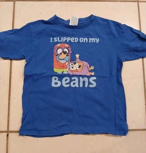 Bluey Grannies Slipped On Beans Kid's T-shirt Size 7 Blue - Picture 1 of 5
