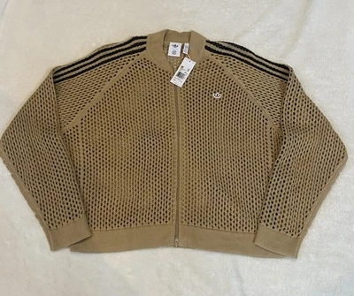 Adidas CLOT Mens Size XXL Brown Three Stripe Crochet Zip Front Track Top  - Image 1 of 4