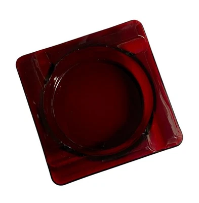 Vintage Anchor Hocking Ashtray Deep Ruby Red Glass 4” - Image 1 of 3
