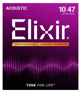Elixir 16002 Nanoweb Phosphor Bronze Extra Light Akustikgitarrensaiten (10-47) - Bild 1 von 1