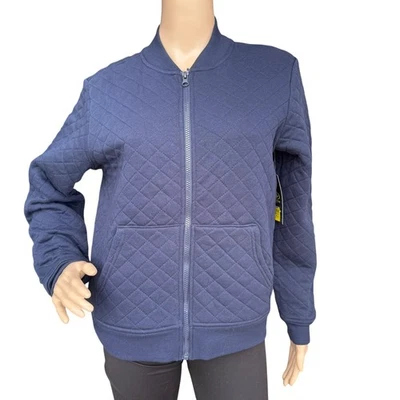 Athletic Works S Chaqueta Bomber Acolchada Azul Marino Cremallera Completa Acanalada Ropa Activa Abrigo Foto 1 de 4