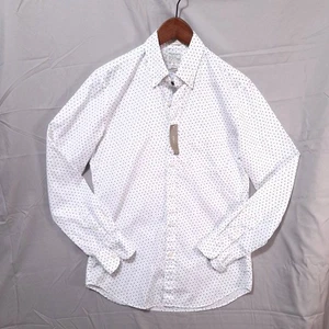 J.Crew Secret Wash Slim Organic Cotton Shirt Mens S Slim Fit Dot Print White - Picture 1 of 9