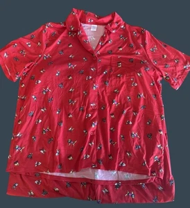 Sleep & Chic Damen XL Pyjama Set mit Hundemuster Knopfleiste Oberteil Gummibund Hose - Bild 1 von 7