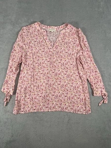 Cynthia Rowley Womens M Top Multicolor Floral V-Neck Long Tie Sleeve 100% Rayon - Picture 1 of 9