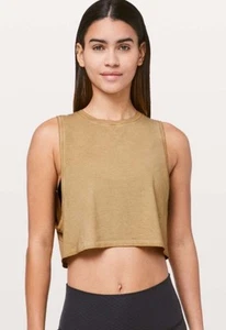 Lululemon Women's Muscle Love Crop Washed Yellow Tank top Size 8 - Picture 1 of 8