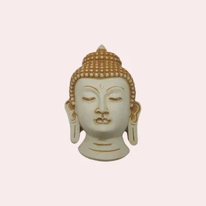 Resin Buddha Wall Hanging Mask, White Color - Picture 1 of 3