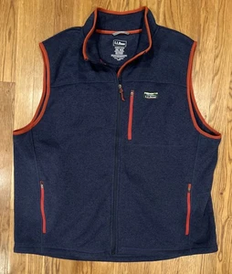 L.L Bean Mens Beans Sweater Fleece Vest XXL Blue Navy Red Outdoor Gorpcore NWOT - Picture 1 of 9