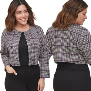 Torrid Studio Double Knit Cropped Collarless Jacket Size 5X Houndstooth - Picture 1 of 5