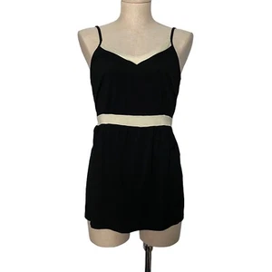 Tall Girl Women Top Tank Camisole Adjustable Spaghetti Strap Colorblock Black M - Picture 1 of 3