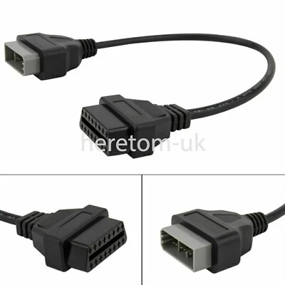 14 Pin to 16 Pin Female OBD2 OBDII Diagnostic Connector Adapter Cable for Nissan - Image 1 of 4
