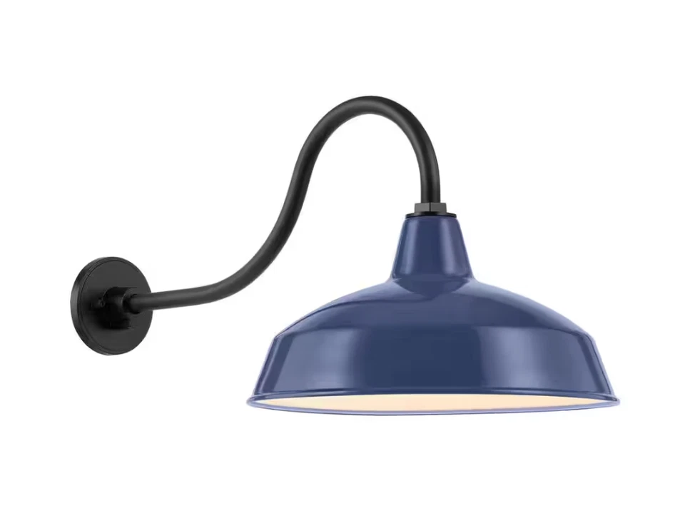 Arandela Easton 14 em 1 azul marinho claro celeiro lanterna de parede externa com abajur de aço - Imagem 1 de 1