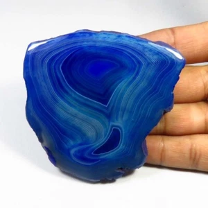 Natural Geode Agate Slice Cabs 70x65mm Smooth Blue Slice Gemstone 281Cts BS-1023 - Picture 1 of 11