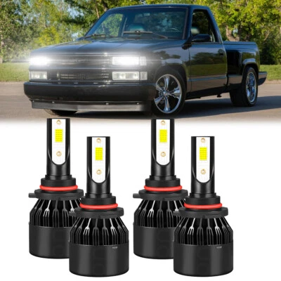 For GMC C1500 K1500 Sierra SLE 1990-1999 LED Headlight Bulbs High & Low Beam Kit - Image 1 of 4