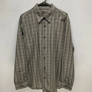 Via Europa Black Plaid Long Sleeve Button Up Casual Dress Shirt Size Large Men's - Picture 1 of 5