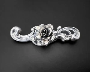 Vtg Ornate Filigree Jewelart Scroll Rose Design Sterling Silver Brooch Pin - Picture 1 of 6