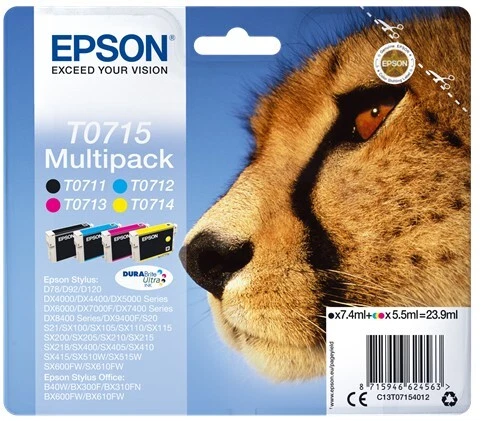 CARTUCCIA ORIGINALE EPSON T0715 MULTIPACK 4 PEZZI BK CIANO MAGENTA YELLOW - Immagine 1 di 1