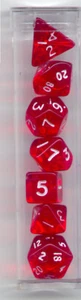 New MINI-RPG Dice Set of 7 (Tube) - Translucent Red - Picture 1 of 1