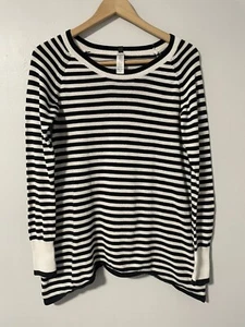 Ivivva by Lululemon Black White Striped Long-Sleeve Pullover Sweater 14 Cotton - Picture 1 of 8