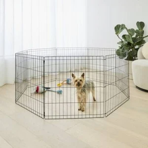 New Pet Dog Playpen Enclosure Cage 8 Panel Puppy Fence Play Pen Foldable Metal - Picture 1 of 6
