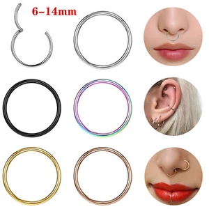 1 Pc 16g/18g/20g Stainless Steel Nose Ring Hoop Earrings Lip Piercing Jewelry - Picture 1 of 8